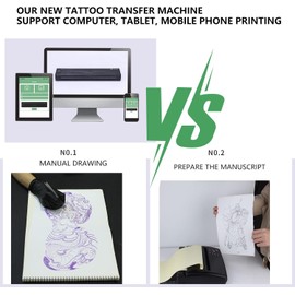 HURRISE Impresora de Plantillas para Tatuajes, Copiadora Térmica Portátil para Tatuajes con Bolsa de Almacenaje, Compatible con Teléfonos Móviles y PC