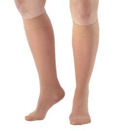 Ames Walker AW Style 280 Signature Sheers 20-30 mmHg Firm Compression Closed Toe Knee High Stockings Beige Medium