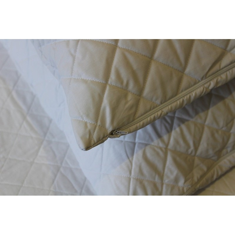 Quilted Polycotton Zipped Pillow Protectors - 1 Pair (Square Continental