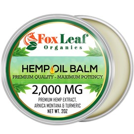 FOXLEAF Hemp Oil Balm with Arnica Montana & Turmeric - Unscented & Non-Greasy, Maximum Potency with 2000MG | Made in USA - 2 OZ