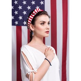 WLL 4th of July USA American Flag Flip-flop Beach Sandal Pendant Necklace Earrings Charm Independence Day Gift Jewelry for Women(A:Silver)