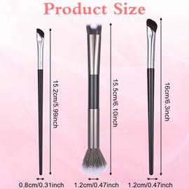 TIESOME 3 Pcs Nose Contour Brushes Set, 2-in-1 U-Shaped Dual-End Makeup Brushes for Sculpting Defining Angled Fluffy Blending Brushes