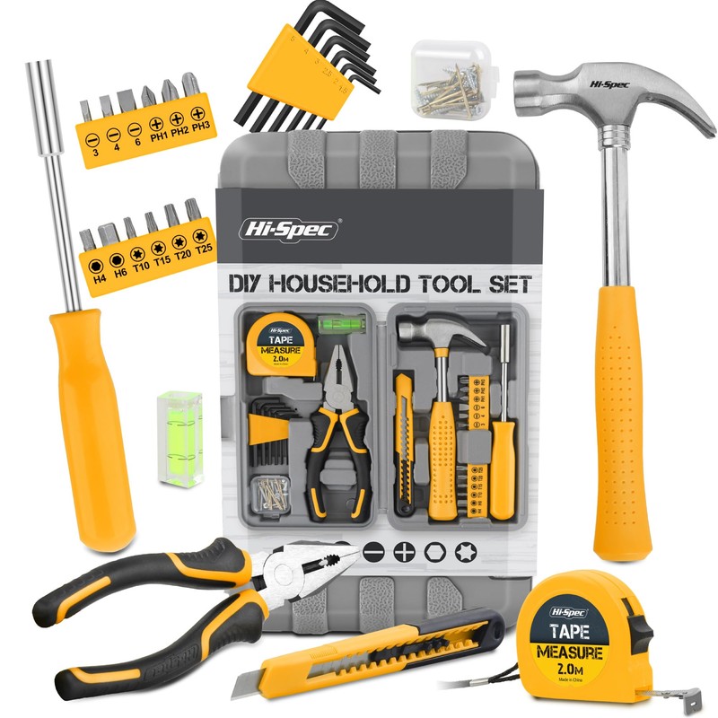 Hi-Spec Small Tool Box for Home and Office DIY, 25-Piece