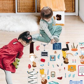 BEUNITONE Pack of 42 Hospital Felt Storyboard Set Felt Flannel Boards Stories Precut Figures Pieces for Little Interactive Teaching Activity Kits for Storytelling for the Wall