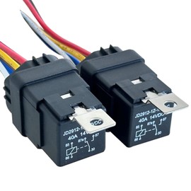 2 Pack Waterproof Relay and Harness Kit 40A 14V DC, 5 Pin SPDT Car Relay with Heavy Duty 14 AWG Copper Wires