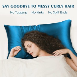 Fittia Satin Pillow Cases 2 Pack Queen, Satin Pillowcase for Hair and Skin with Zipper, Smoother & Softer Than Silk for Summer Cooling, Royal Blue, 20''x30''