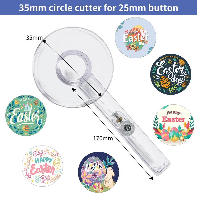 MK.Bear 25mm/1 Inch Clear Circle Cutter Button Maker Tools, Adjustable