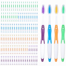 HekouJiub 120 Pack Individually Wrapped Bulk Toothbrushes for Adults & Kids, Disposable Toothbrushes Multi-Colored, Med-Soft Bristles Toothbrushes for Travel, Hotels, Donations