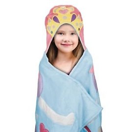 Best Brands Character Hooded Throw 27 in X 52 in (Pink Princess)