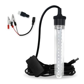 XINHAOHANG Led Fishing Light,Ice or Night Fishing,Battery Clip 12V 6.5W 800LM IP68 5M,Underwater Submersible Lure Lamp,Attractants for Squid,Crappie,for Dock,Fresh & Salt Water(White)