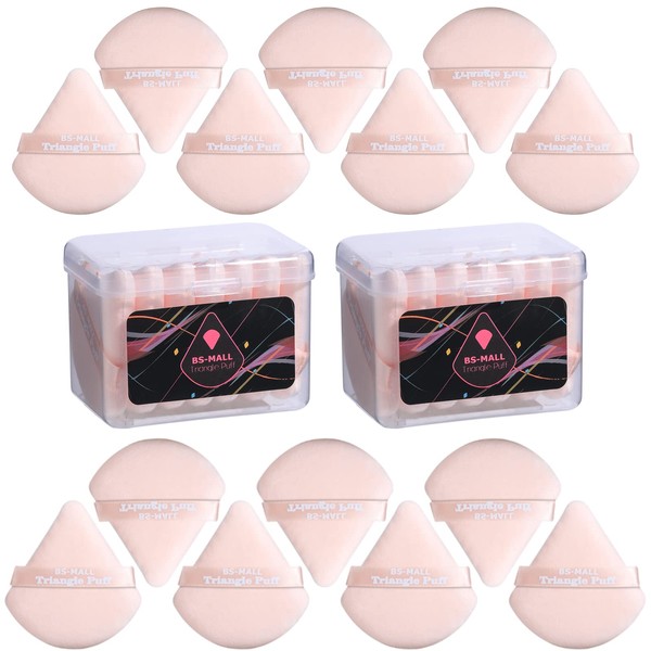Triangle Powder Puff BS-MALL Face Cosmetic Powder Puff Washable Reusable Bake Loose Powder Cosmetic Foundation Sponge Mineral Powder Pack of 14 Pink