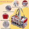 Partreko Partreko Carrying Case Compatible with Tonies Box with Audio Position, Portable Travel Storage Bag for Tonies Figures with 24 Elastic Strap, Soft Felt Organizer Case for Tonies Accessories (Gray&Red)