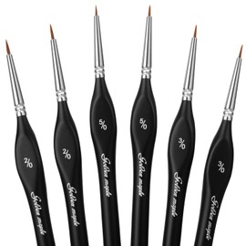 Detail Paint Brushes Extra Fine Detail Miniature Paint Brush Set 6pcs, Very fine tip Paint Brush for Small Scale Models 40k Paint by Numbers for Adults - Acrylic Watercolor Oil, Black