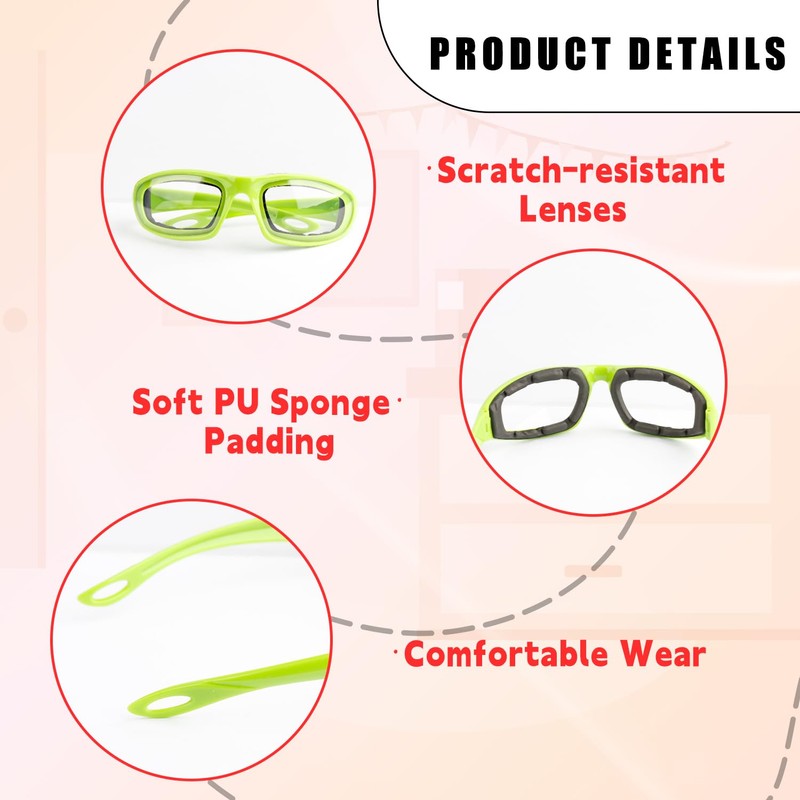 Bojueshaw Green Onion Goggles,Anti-splash Tearless Glasses,Windproof Dustproof Eyes Protector for