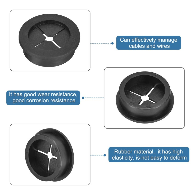QUARKZMAN Pack of 6 Cable Grommets, 1-3/8 Inch (35 mm)