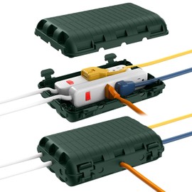 Caja Eléctrica Impermeabilizada para Exteriores, 2 Paquetes de Gran Cubierta Protectora de Cable de Extensión, Caja de Seguridad de Conexión de Enchufe IP54 Resistente al Agua para Tira de Energía