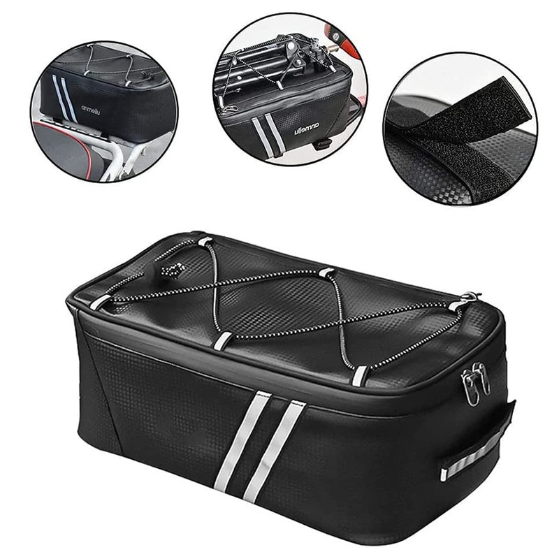 Bicycle Pannier Rack Bag, Bicycle Rear Bag with Reflective Strips