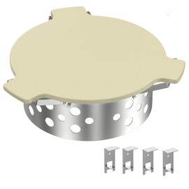 Skyflame Charcoal Heat Controller for 22” Kettle Grills, Stainless Steel BBQ Smoking Gilling Kit with Ceramic Heat Deflector Plate - U.S. Design Patent, Turns Your Charcoal Grill Into a Smoker