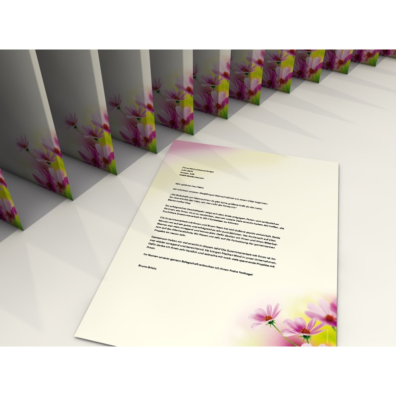 Writing Paper Set "Summer Flowers" 20 Sheets of A4 +