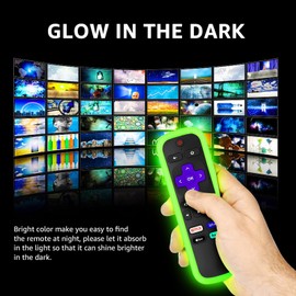 SOTATOO 2 Pack Remote Cover for Roku, Battery Cover for TCL Roku Smart TV Steaming Stick Remote, Silicone Remote Case for Roku Universal Protective Controller Sleeve Skin Glow in The Dark Green Purple