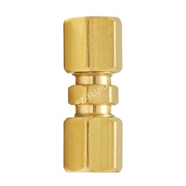 (1) EZ-Fluid 1/4" Compression Union Coupling For Icemaker Line Extension Fittings Connector,LF Brass Compression Tube Fitting Safe for Drinking water Plumbing