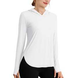 Cavva Womens Sun Protection Hoodie UPF 80+ UV Shirts Lightweight with Thumb Holes Dry Fit Tops Outdoor Running White M