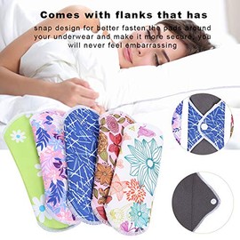 Almohadillas Menstruales Reutilizables, 5 Piezas Cojín sanitario lavable para mujer, tela de fibra de carbón de bambú, impermeable y reutilizable para Mujeres (H1-H5)