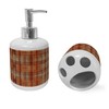 Ambesonne Rust Color Soap Dispenser & Toothbrush Holder Set, Abstract
