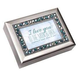 Cottage Garden Love You to The Moon and Back Brushed Silvertone Jewelry Music Box Plays Wonderful World