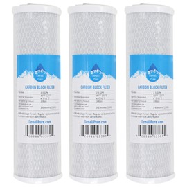 3-Pack Replacement for iSpring RCC7 Activated Carbon Block Filter - Universal 10 inch Filter Compatible with iSpring 123Filter 5-Stage 75GPD REVERSE OSMOSIS SYSTEM - Denali Pure Brand