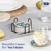 Coasters for Drinks, Round Absorbent Ceramic Stone Coasters with Cork