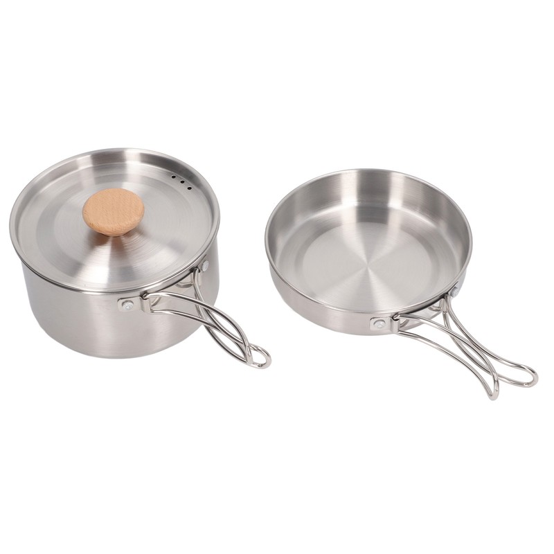 Cooking Pot and Pan Set 304 Stainless Steel Portable Camping