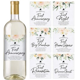 New Home Milestones Housewarming Gift, Set of 6 Wine Bottle Labels, Housewarming Party Ideas, Presents, and Gifts