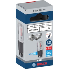 Bosch 1 x Pro Sheet Metal Power Change Plus Hole Saw (for Stainless Steel Sheets, Steel Sheets, Diameter 21 mm, Professional Accessories Drill/Screwdriver)
