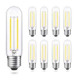AIELIT Dimmable T10 LED Bulbs, 5000K Daylight T30 LED Tubular Edison Light Bulbs 2W Tube Vintage Led Bulbs 25 Watt Equivalent, E26 Medium Base 200LM, Clear Glass Cover, 8-Pack