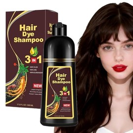 shampoo con tinte 3 en 1,Champú Colorante para Teñir el Cabello,hair dye shampoo para Cubrir Canas Negro,Fórmula con Ingredientes Herbales,Sin Amoniac