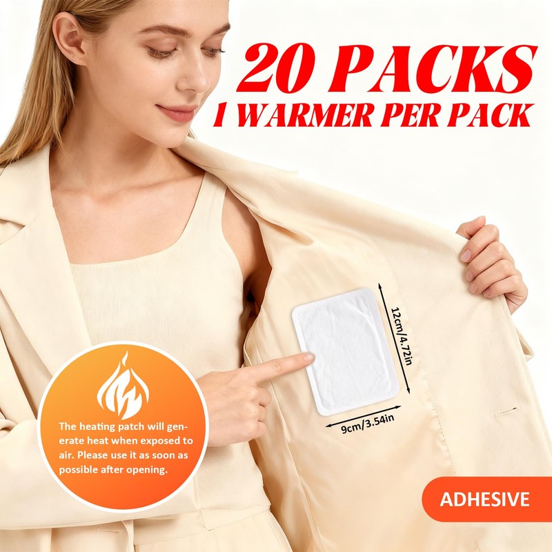Hand Warmers，Long-Lasting Heat Therapy Patches，Ultra-Thin Discreet Design,Deep Penetrating Warmth,Odorless &