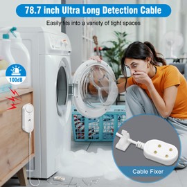 Daytech Water Leak Detector,Wireless Water Leak Sensor with 100dB IP67 Waterproof 4 Volume Levels ,Leak Alarm with 1m (78 Inch) Sensing Cable,Water Sensor for Kitchen Bathroom Basement Camping