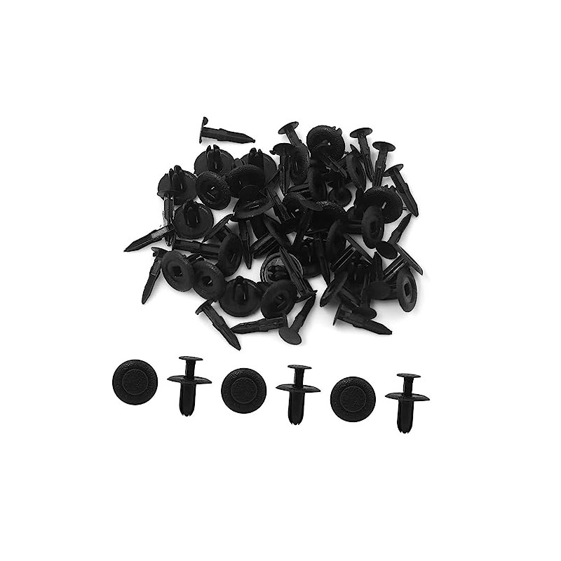 30 x 6mm Black Plastic Splash Guard Clips