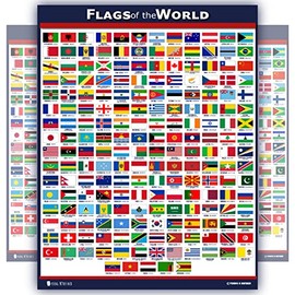World Flags Educational Poster Laminated Young N Refined (15x20)