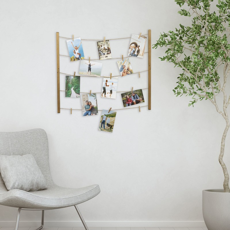 MELANNCO Natural Twine Two Bar Hanging Photo Collage with 30