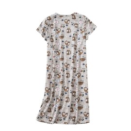 Dreamskull Short Sleeve Nightdress For women uk Women's Nightdresses &Nightshirts Cartoon Stely Nightgowns Ladies Nightshirt Home Dress Loose Nightie