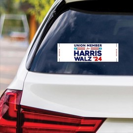 Union Member for Harris Walz Sticker Vinyl Decal, Harris for President 2024 Vinyl Sticker, Childless Cat Ladies Bumper Sticker, VP11537-10" x 3"
