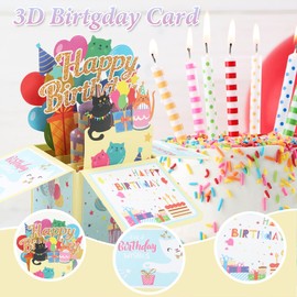 Cat Birthday Cards for Women - Cat Birthday Card, Pop Up Birthday Card, Cat Birthday Cards for Women, Pop up Birthday Cards for Girls, Cat Birthday Cards,Funny 3D Cat Birthday Card, Birthday Card Cat