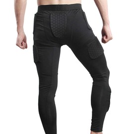 Pantalón de Fútbol Antigolpes con Tejido Transpirable, Secado Rápido, Cableado de Alta Densidad para Fitness, Portero, Algodón EVA, Negro, M (L)