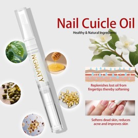 NGMATY 2PCS Natural Cuticle Oil Pen, Finger Edge Manicure Nourishing Pen, Multiple Flavor Cuticle Revitalizer Oil Pen, Nail Strengthener And Growth For Damaged Skin Thin Nail (Jasmine)
