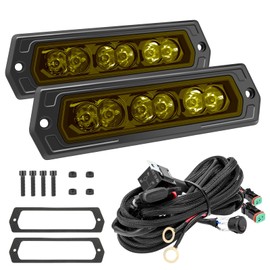 YCHOW-TECH Amber Flush Mount Led Pods 2PCS 7 Inch 120W Bumper Lights Spot Beam Backup Driving Light DT Wiring Harness Off Road Flush Mount Fog Lights Mount on Bumper Grille for 4x4 Offroad Truck SUV