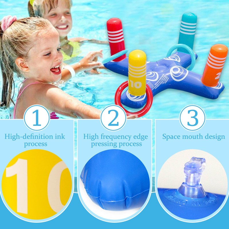 EDLMKM Inflatable Pool Ring Toss Game Toy Set, Inflatable Ring
