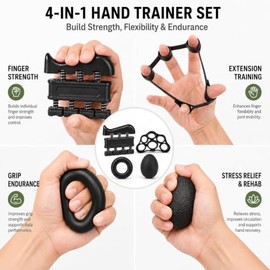 5 Piezas Fortalecedor de Agarre de Mano, Ejercitador de Agarre con Resistencia Ajustable, Entrenador de Antebrazo con Contador, Hand Grip para Ejercic