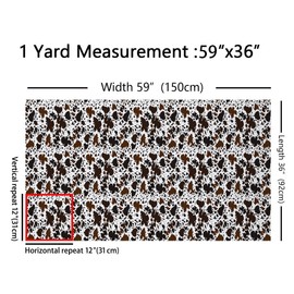 Manfei Cow Print Fabric by The Yard, Brown White Cow Fur Print Fabric for Craft Lovers and Sewing Hobby, Abstract Cowhide Print Decorative Fabric for for Upholstery and Home DIY Projects, 2 Yard